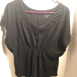 Black top with detain around neckline